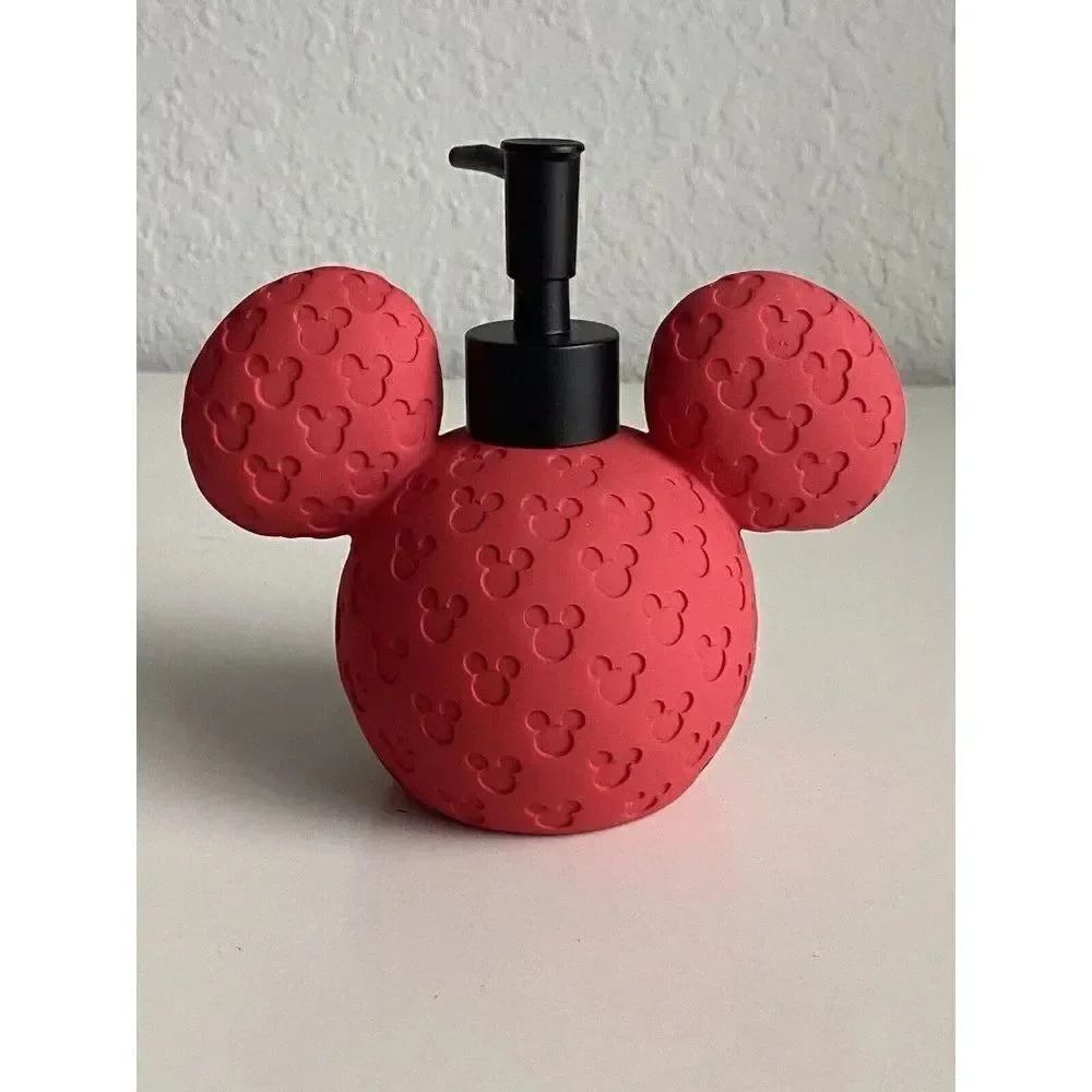 DISNEY Mickey MOUSE Ears Red 3D SOAP Lotion DISPENSER With‎ PUMP Textured NEW